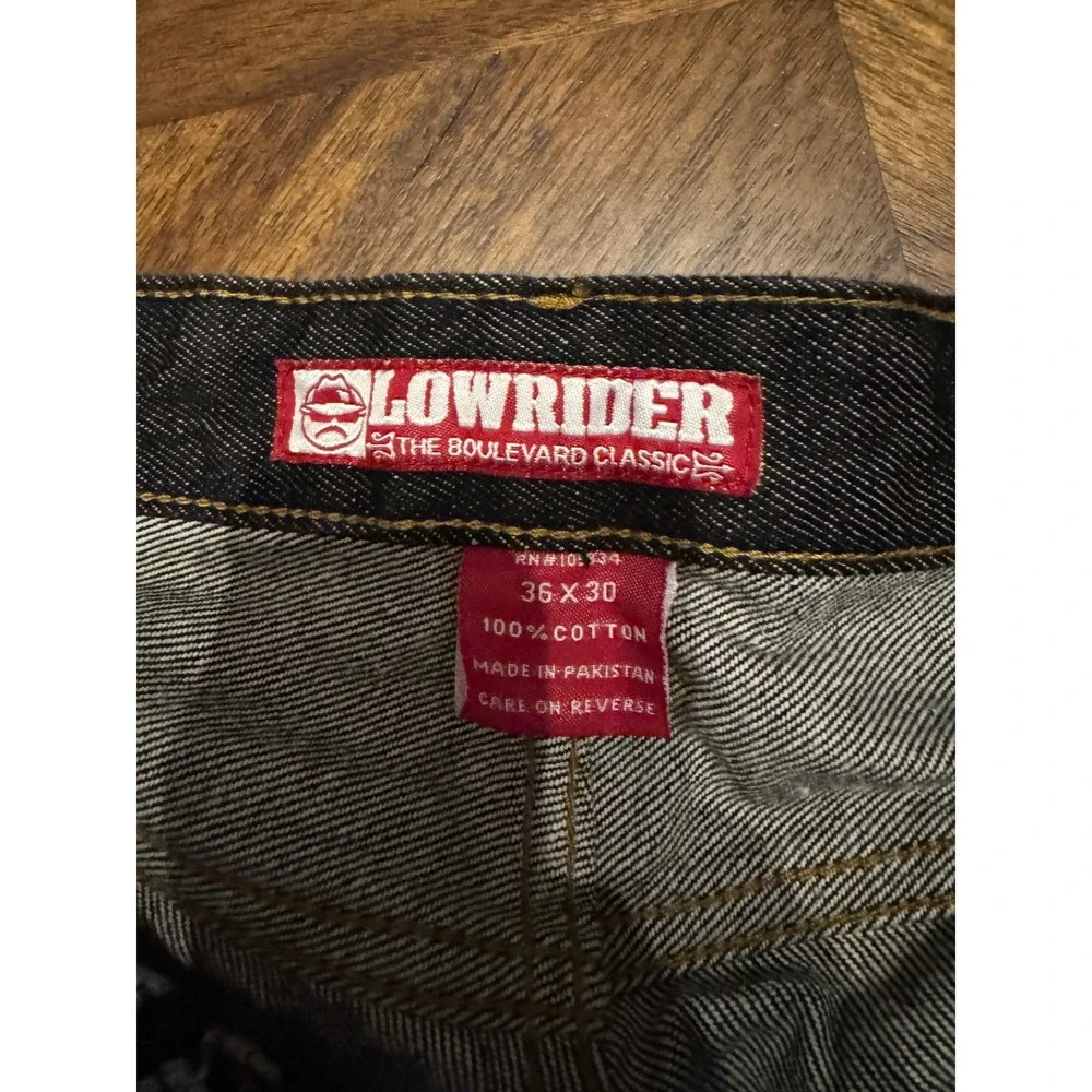 Lowrider Classic Dark Wash Denim Jeans Mens 36x30‎ Cotton Straight Leg |K1